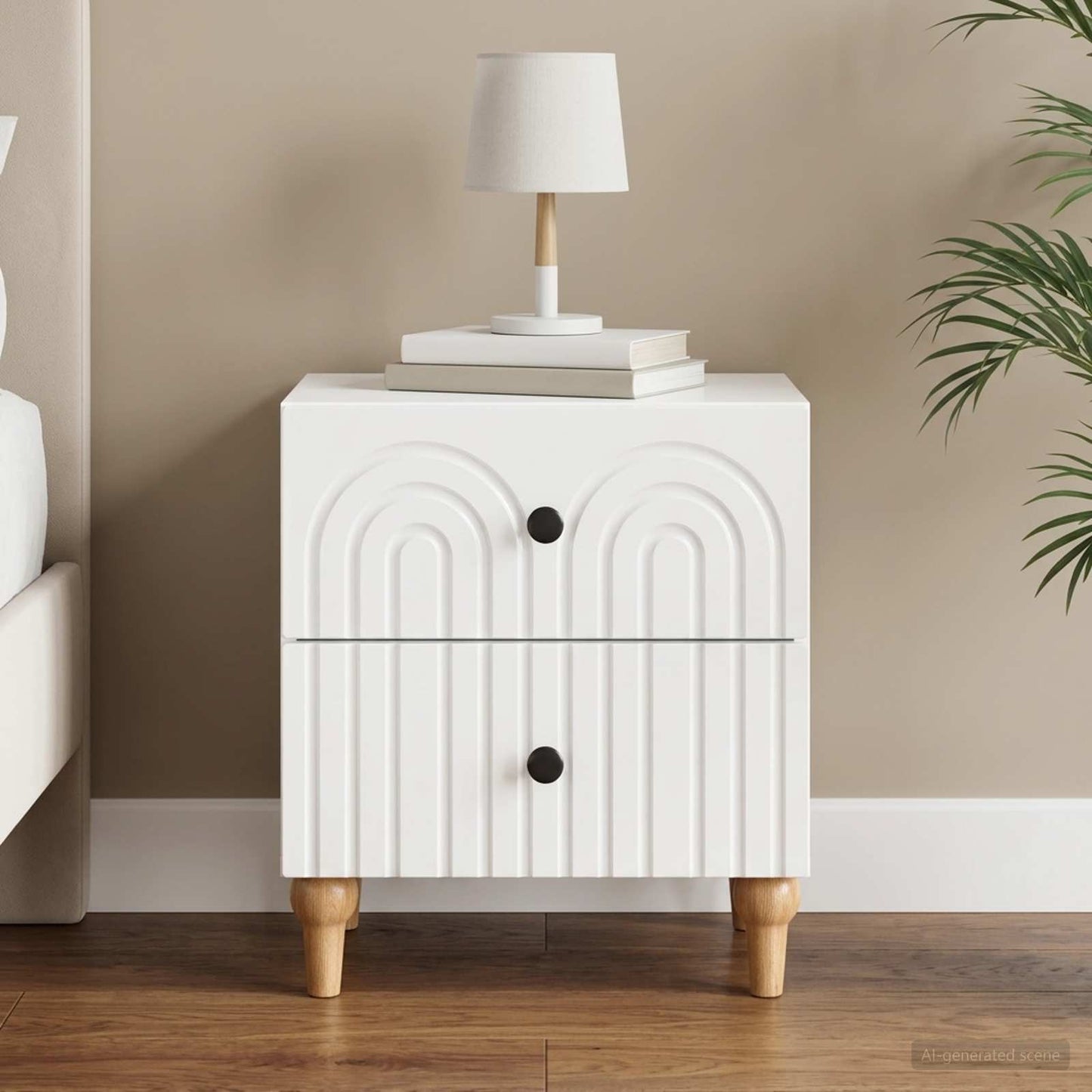 Armadio da Notte con cassetto Bianco Lucido 43 x 34,5 x 48 cm