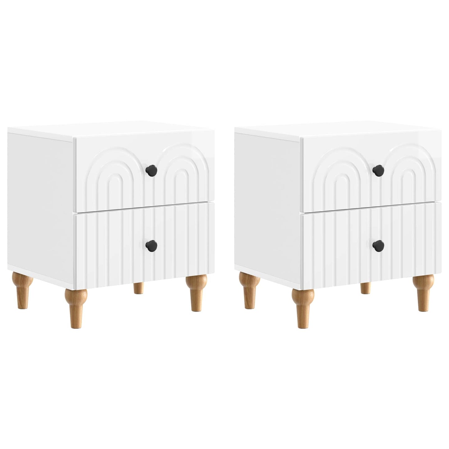 Armadio da Notte 2 pcs Bianco Lucido 43 x 34,5 x 48 cm | homemem39