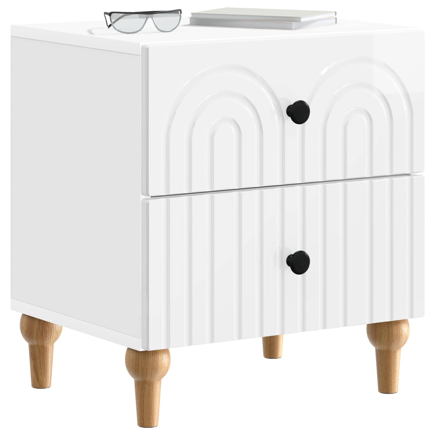 Armadio da Notte 2 pcs Bianco Lucido 43 x 34,5 x 48 cm | homemem39