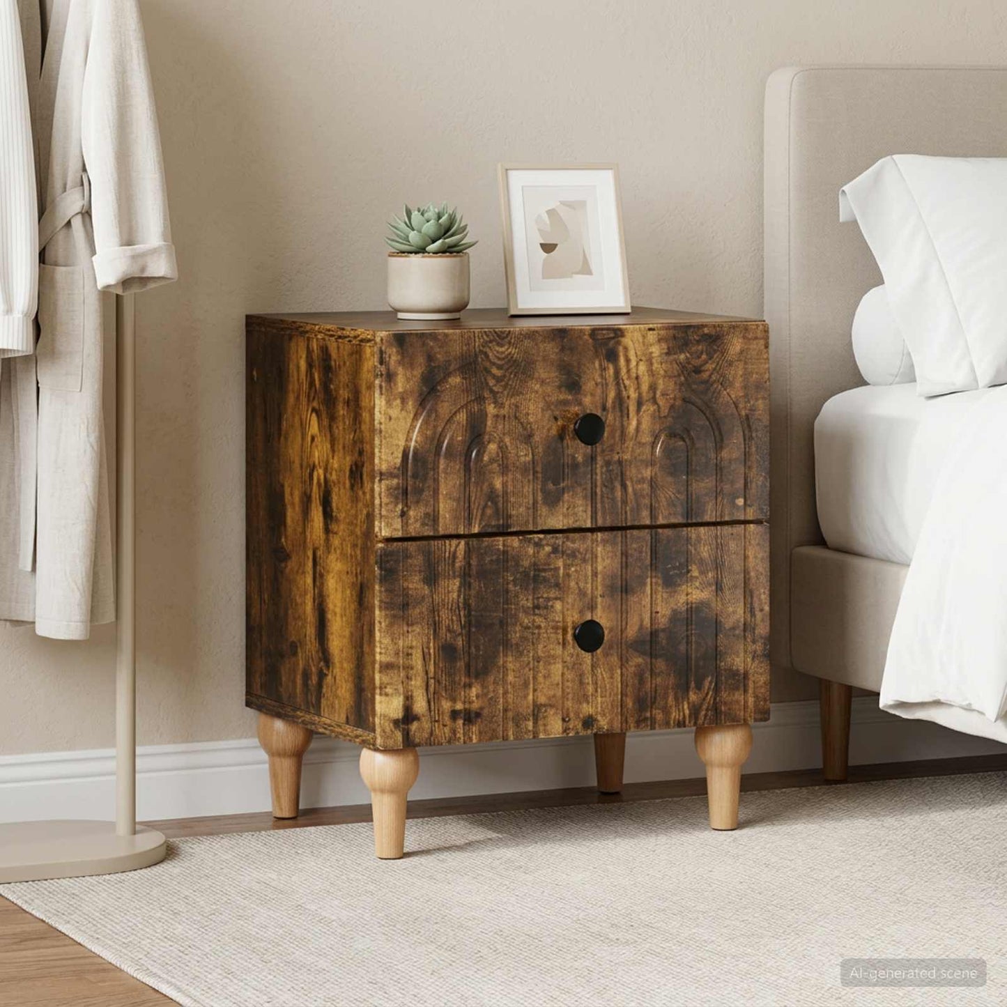 Armadio da Notte 2 pcs Rovere Fumo 43 x 34,5 x 48 cm