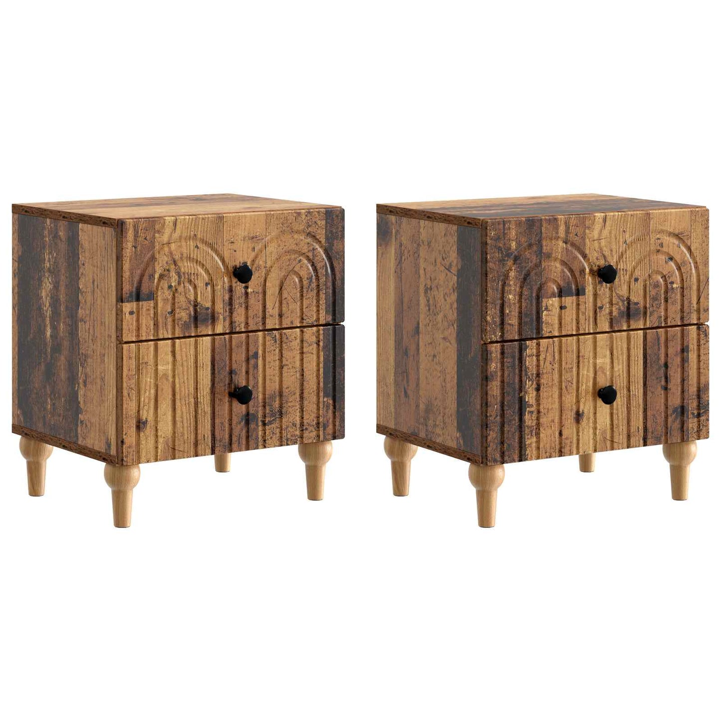 Armadio da Notte 2 pcs Legno antico 43 x 34,5 x 48 cm