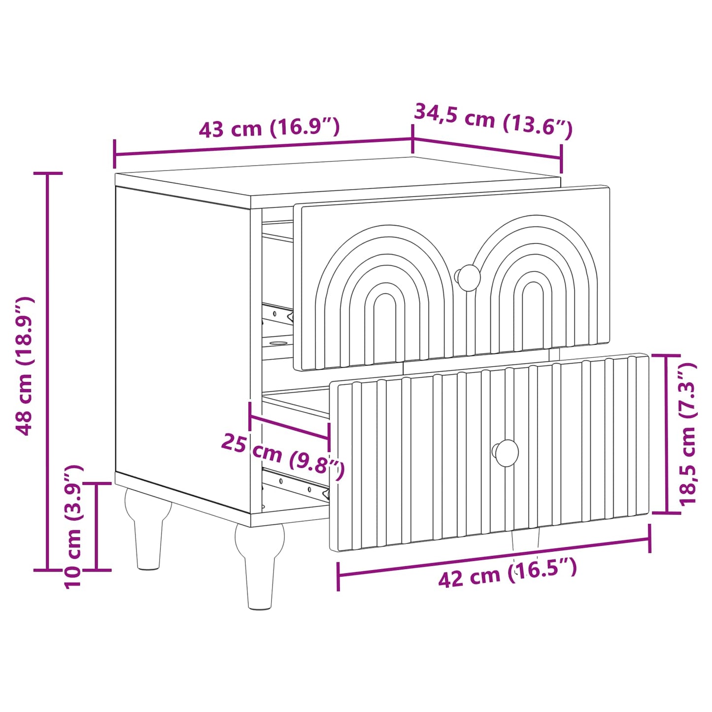Armadio da Notte Rovere Artigianale 43 x 34,5 x 48 cm | homemem39