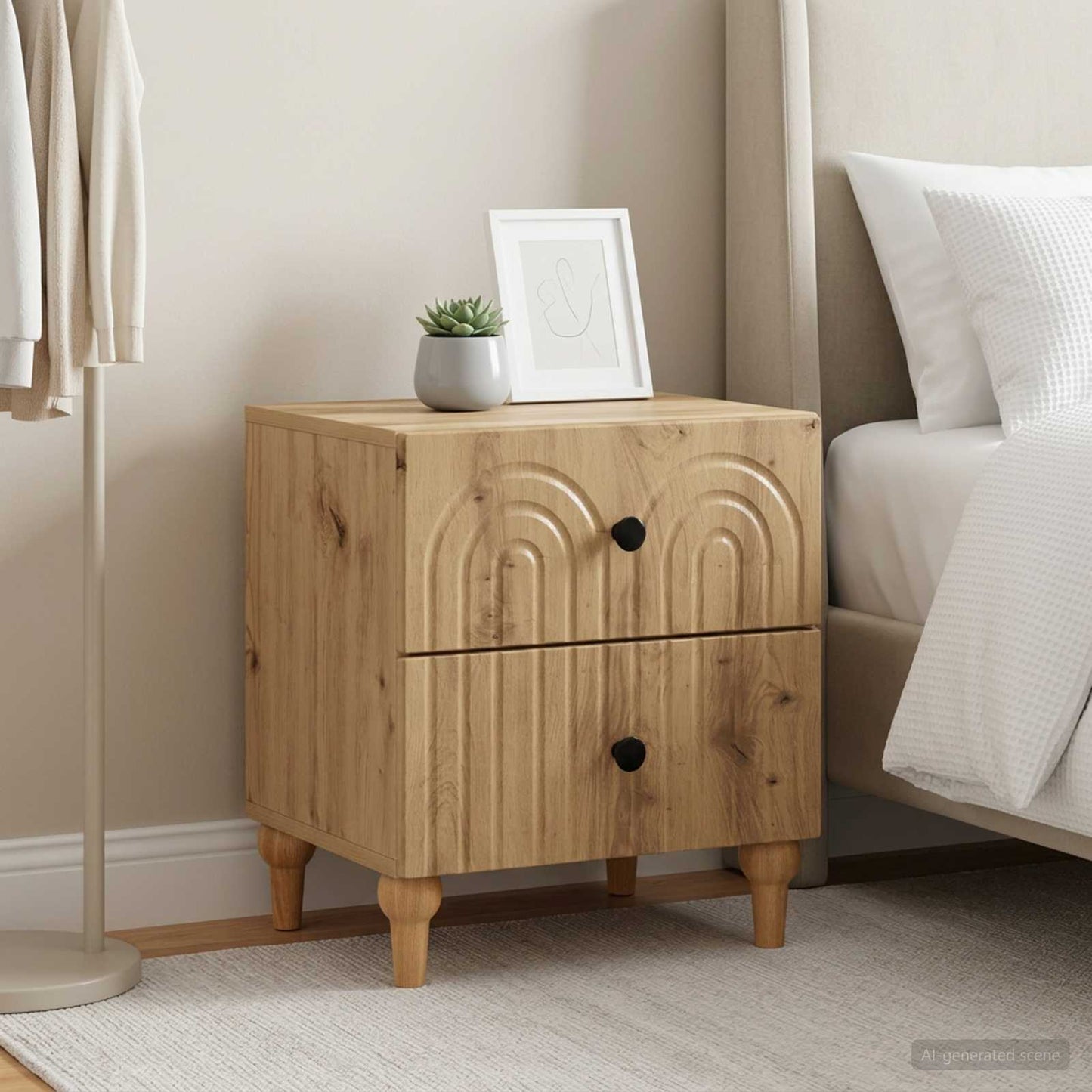 Armadio da Notte 2 pz Rovere Artigianale 43 x 34,5 x 48 cm