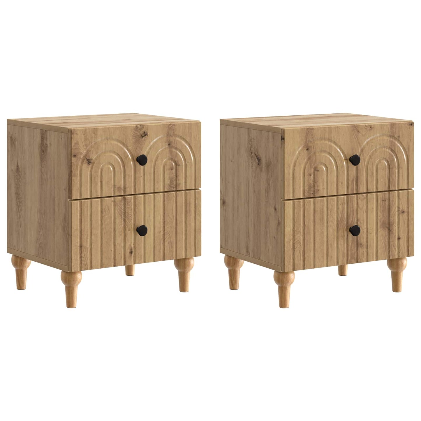 Armadio da Notte 2 pcs Rovere Artigianale 43 x 34,5 x 48 cm | homemem39