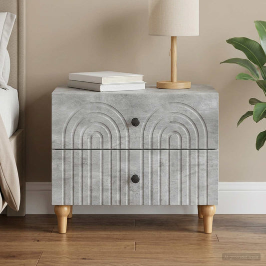 Armadio da Notte con cassetto Grigio Cemento 62 x 34,5 x 48 cm