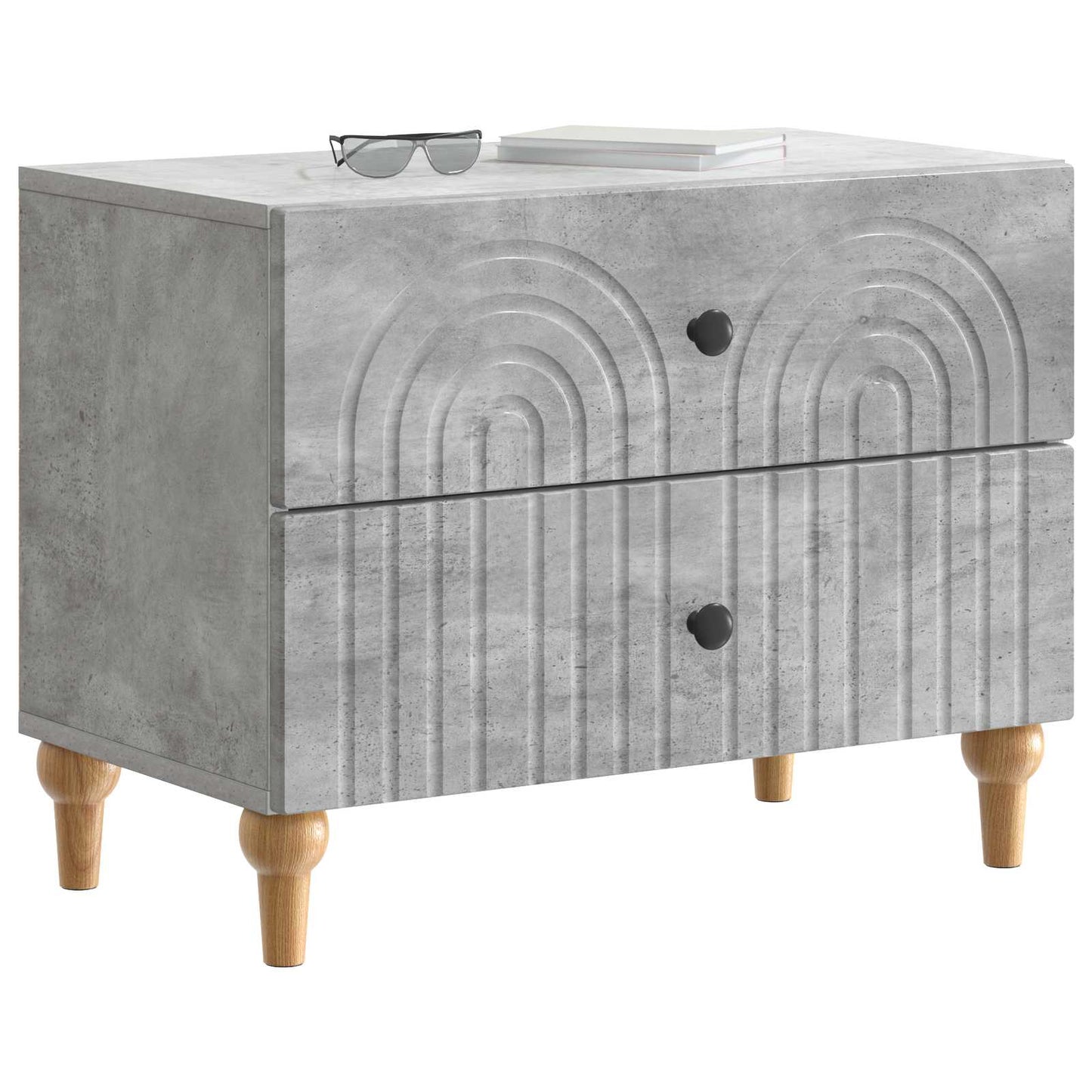 Armadio da Notte con cassetto Grigio Cemento 62 x 34,5 x 48 cm