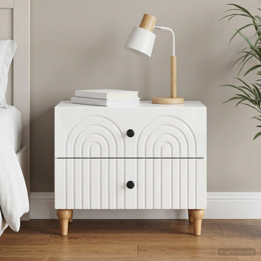 Armadio da Notte con cassetto Bianco Lucido 62 x 34,5 x 48 cm
