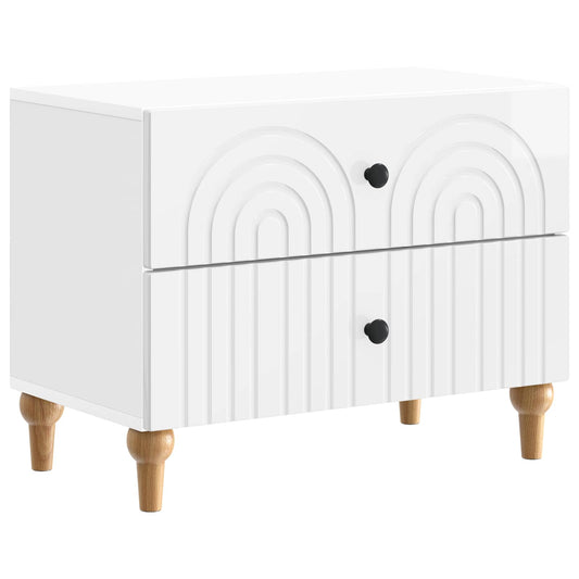 Armadio da Notte con cassetto Bianco Lucido 62 x 34,5 x 48 cm | homemem39