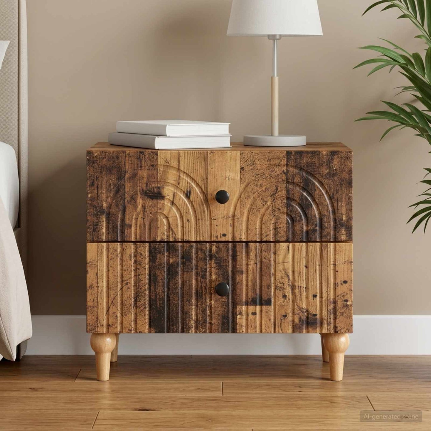 Armadio da Notte con cassetto Legno antico 62 x 34,5 x 48 cm