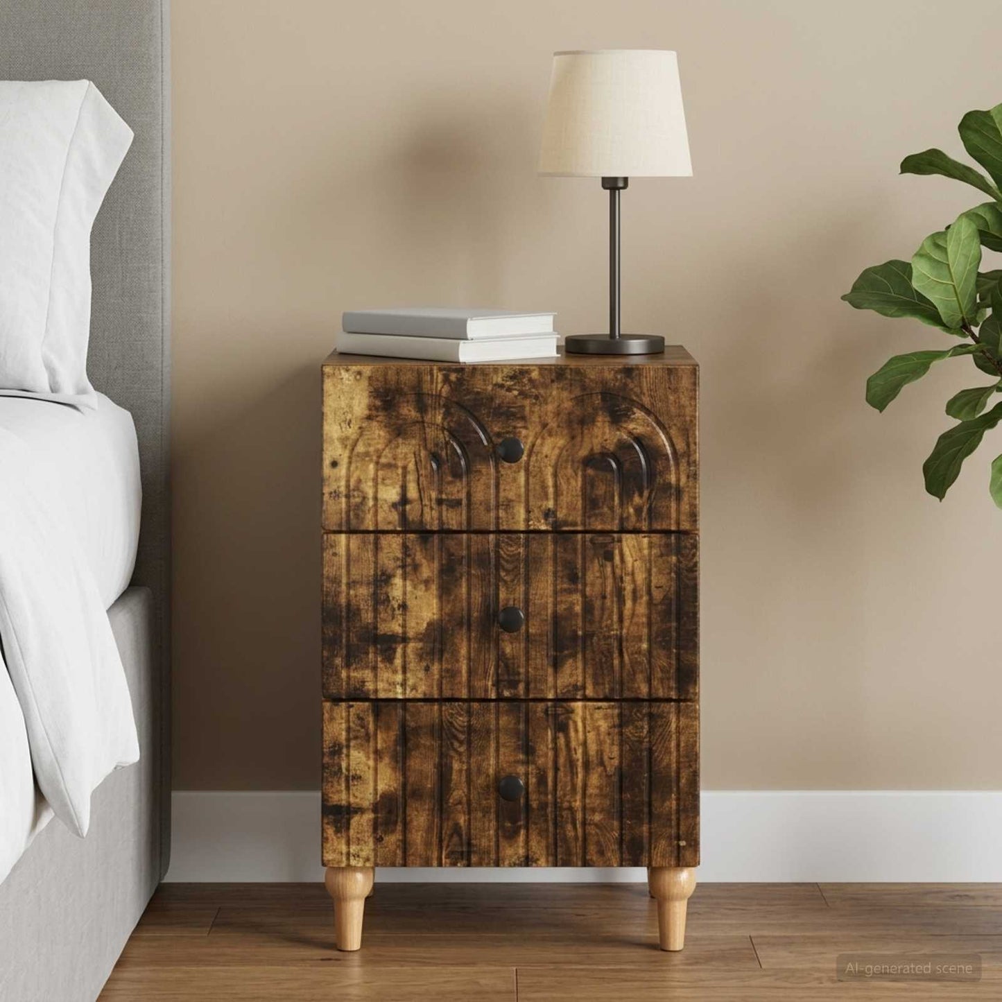 Armadio da Notte con cassetto Rovere Fumo 43x 41 x 66,5 cm