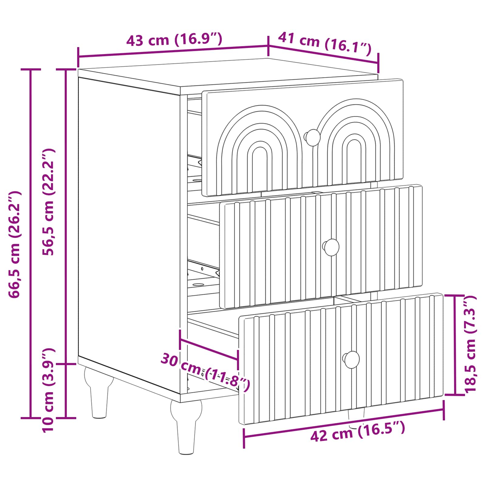 Armadio da Notte con cassetto Legno antico 43x 41 x 66,5 cm | homemem39