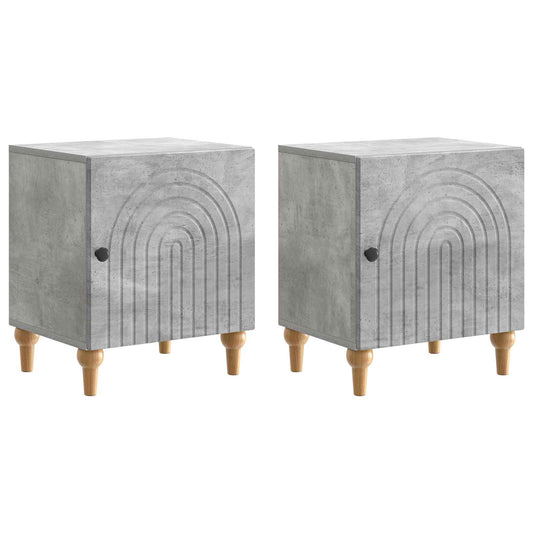 Armadio da Notte 2 pcs Grigio Cemento 43 x 34,5 x 50 cm