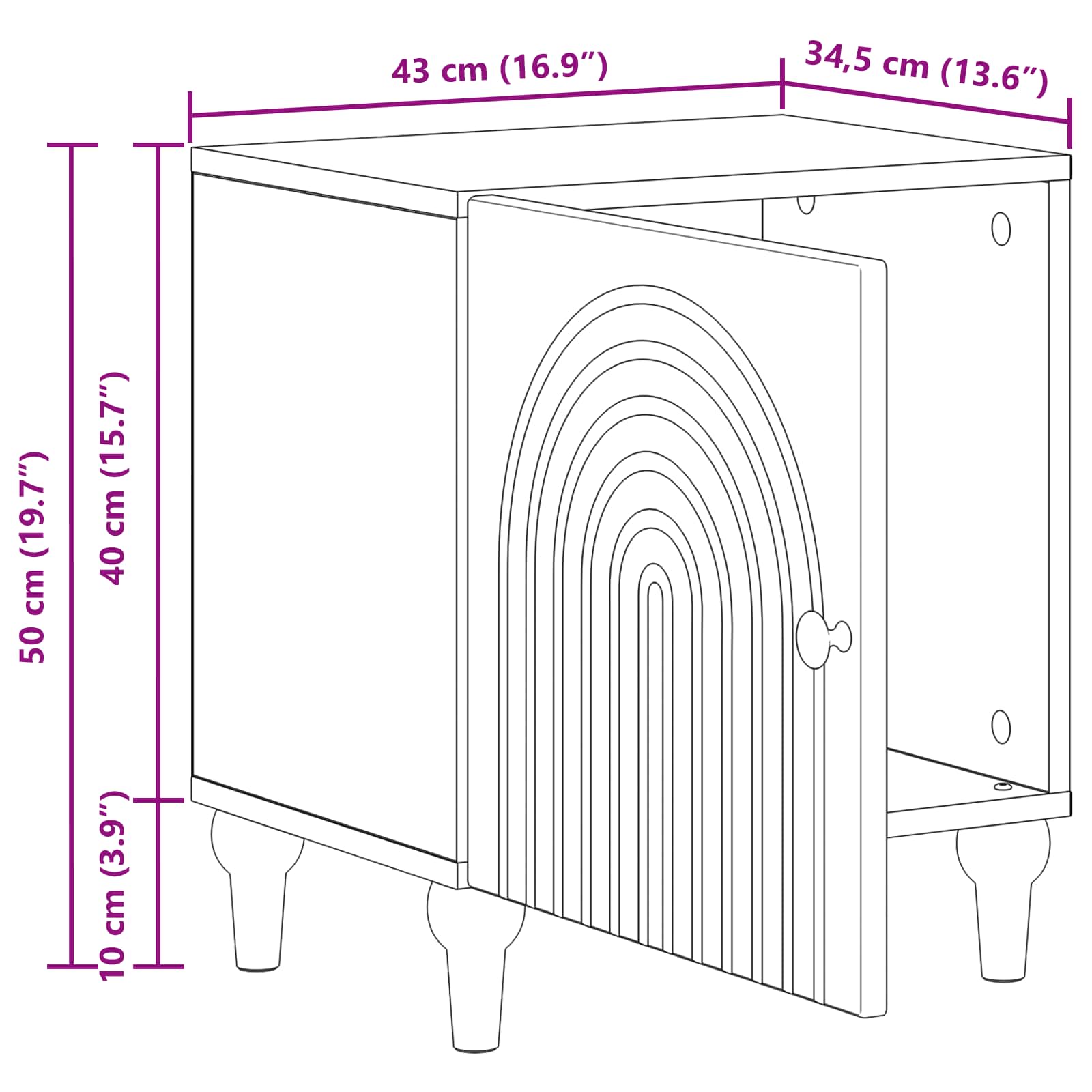 Armadio da Notte Rovere Fumo 43 x 34,5 x 50 cm | homemem39