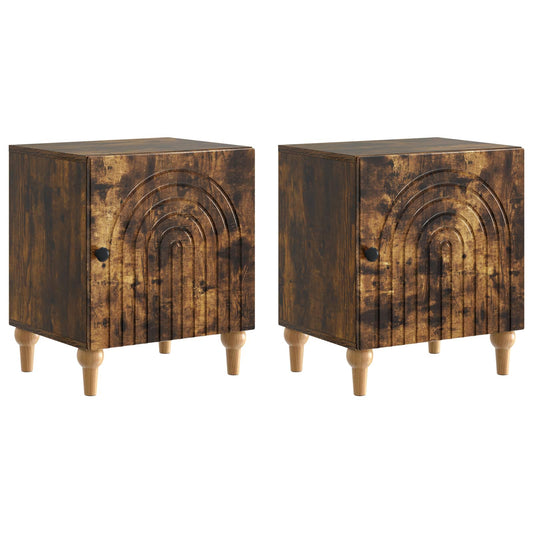 Armadio da Notte 2 pcs Rovere Fumo 43 x 34,5 x 50 cm | homemem39