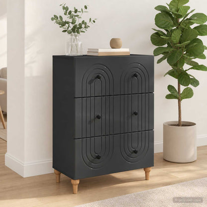 Mobile con Cassetti Nero 66 x 34,5 x 90 cm Legno ingegnerizzato