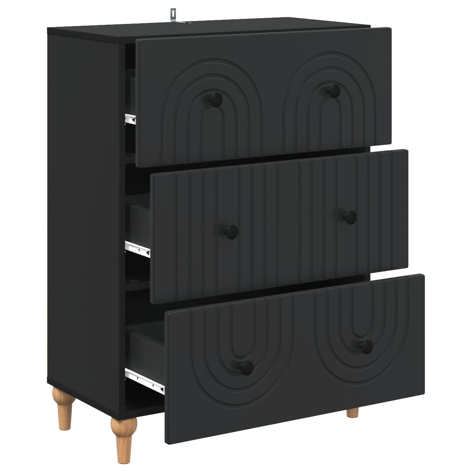Mobile con Cassetti Nero 66 x 34,5 x 90 cm Legno ingegnerizzato | homemem39