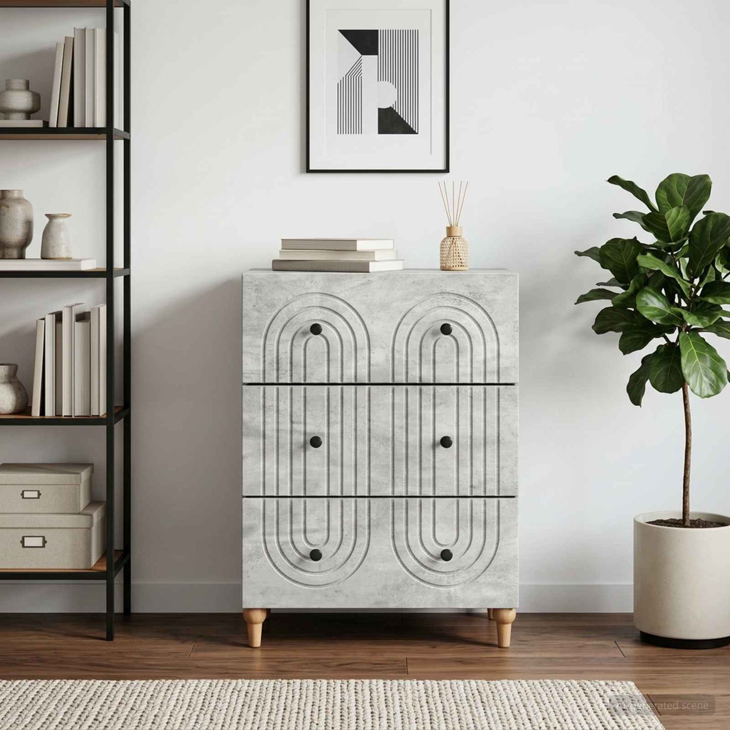 Mobile con Cassetti Grigio Cemento 66 x 34,5 x 90 cm