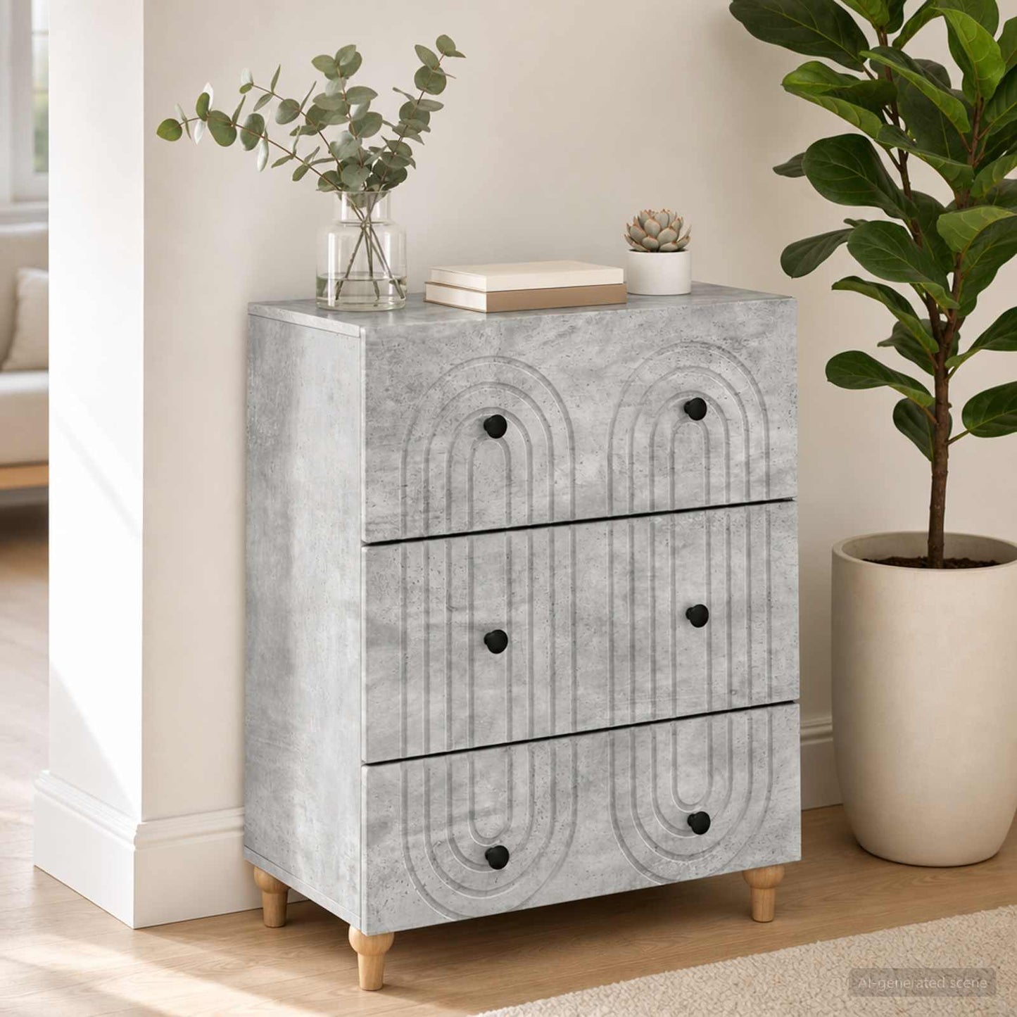 Mobile con Cassetti Grigio Cemento 66 x 34,5 x 90 cm