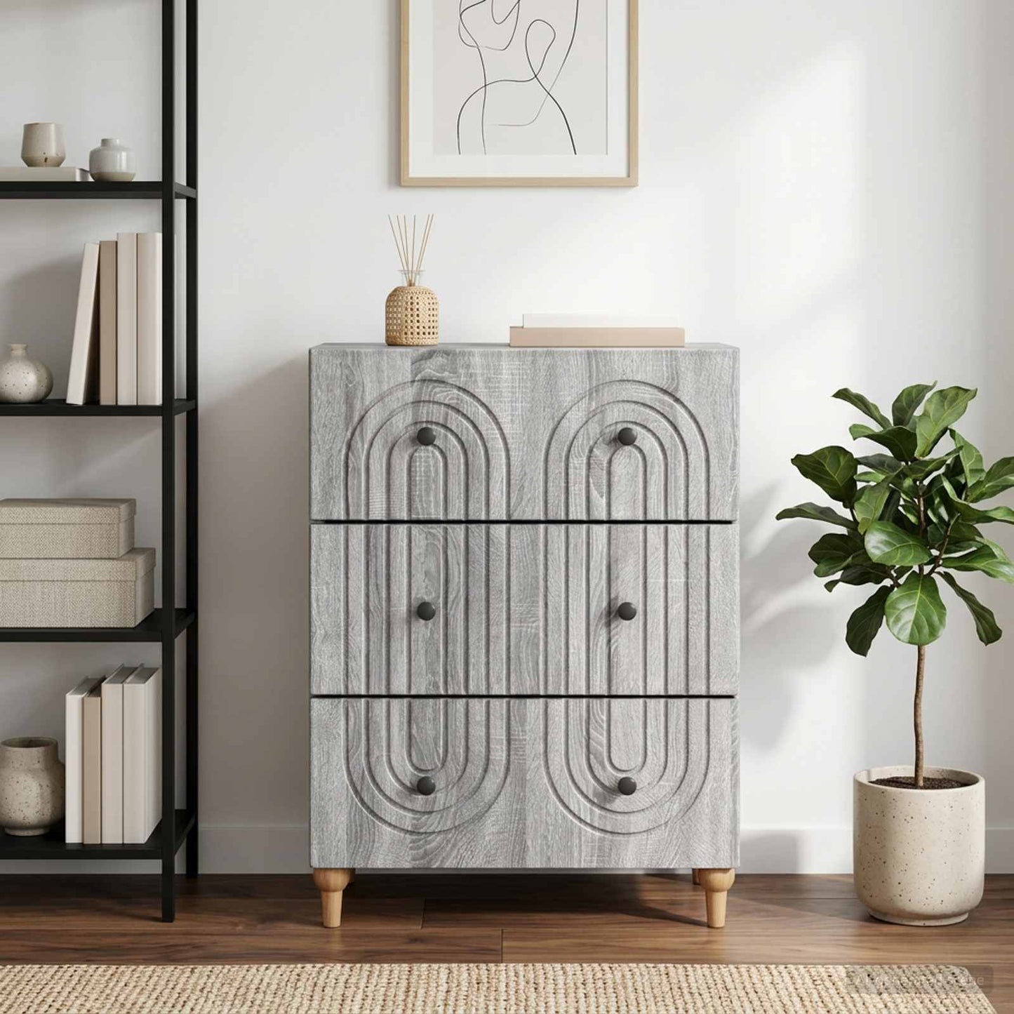 Mobile con Cassetti Grigio Sonoma 66 x 34,5 x 90 cm