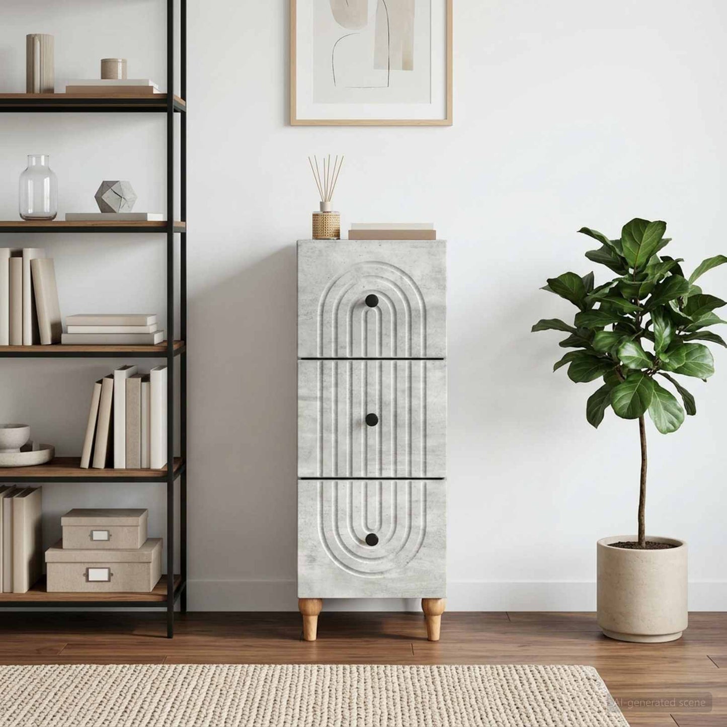Mobile con Cassetti Grigio Cemento 33 x 34,5 x 90 cm