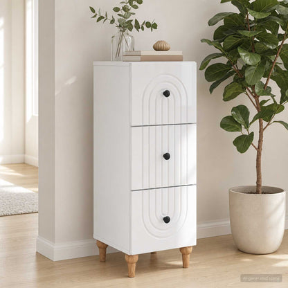 Mobile con Cassetti Bianco Lucido 33 x 34,5 x 90 cm