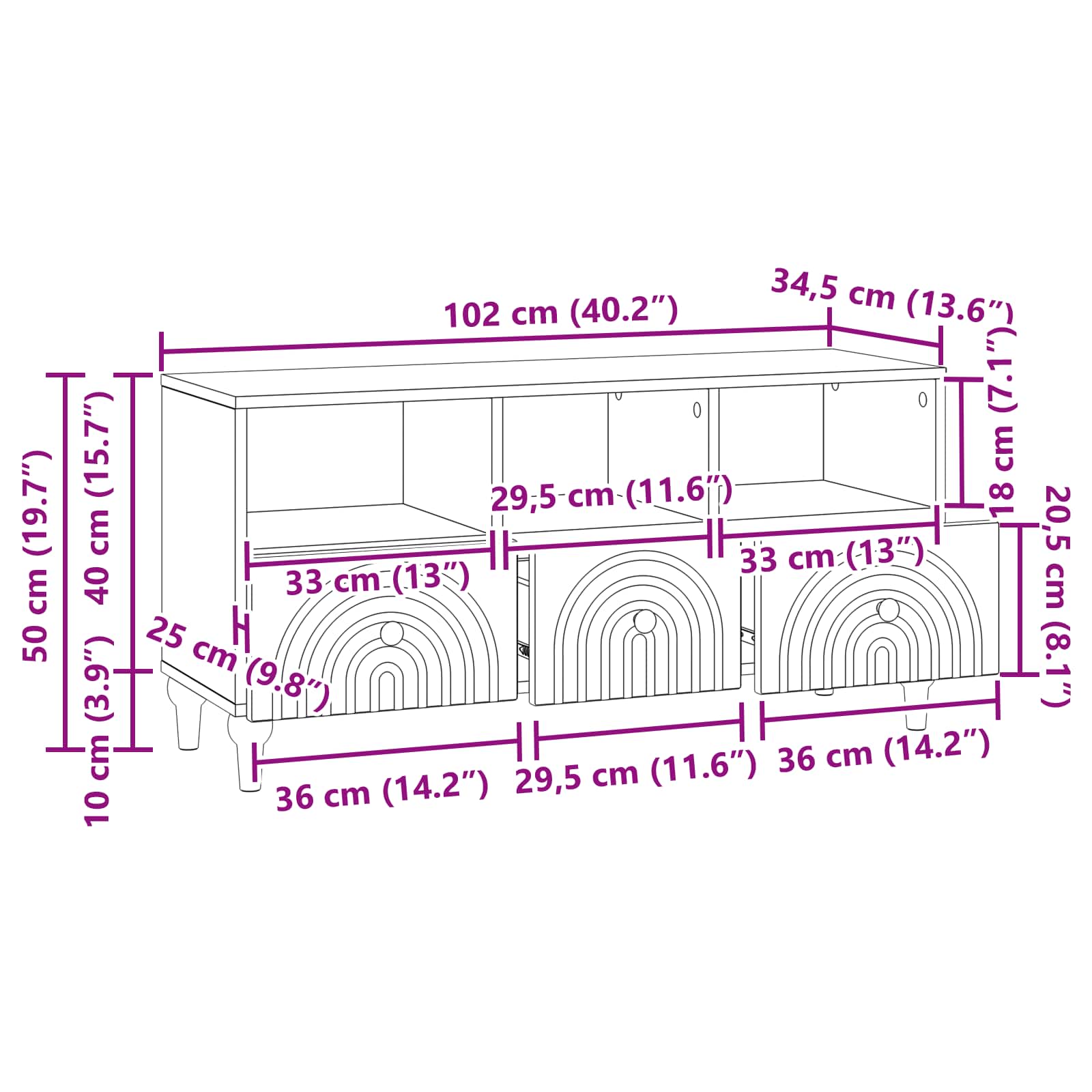 Mobile TV Rovere Sonoma 102 x 34,5 x 50 cm Legno ingegnerizzato | homemem39