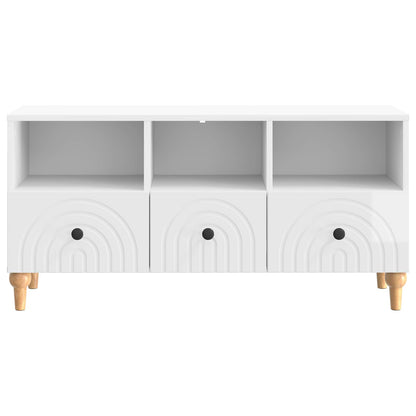 Mobile TV Bianco Lucido 102 x 34,5 x 50 cm Legno ingegnerizzato | homemem39