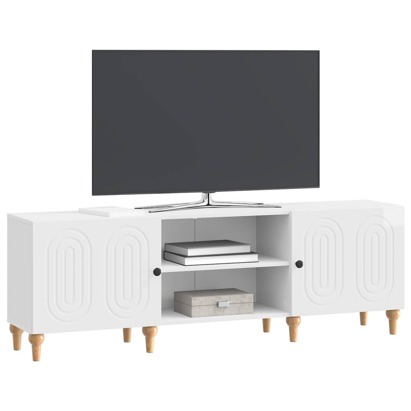 Mobile TV Bianco Lucido 150 x 31 x 50 cm Legno ingegnerizzato