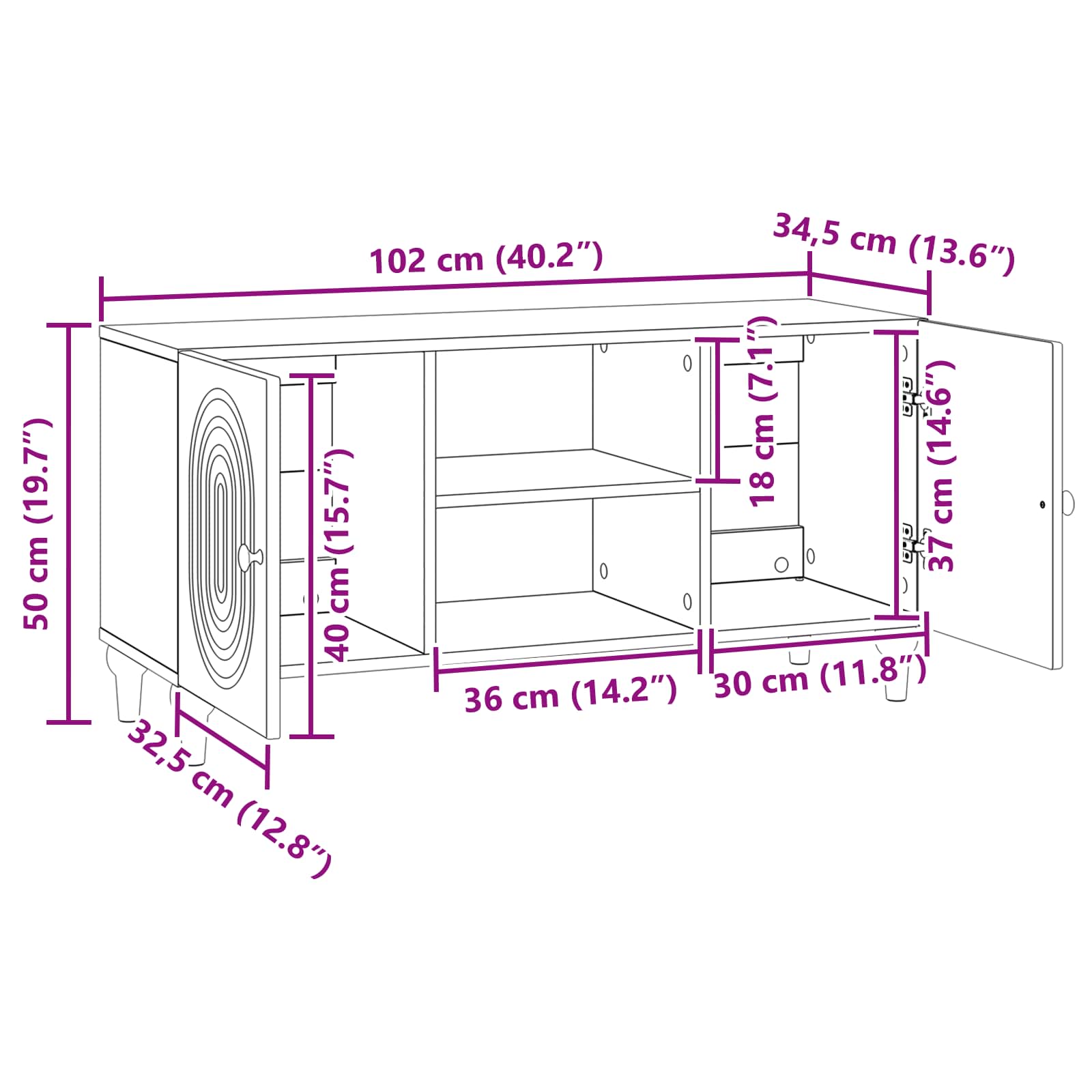 Mobile TV Rovere Sonoma 102 x 34,5 x 50 cm Legno ingegnerizzato | homemem39