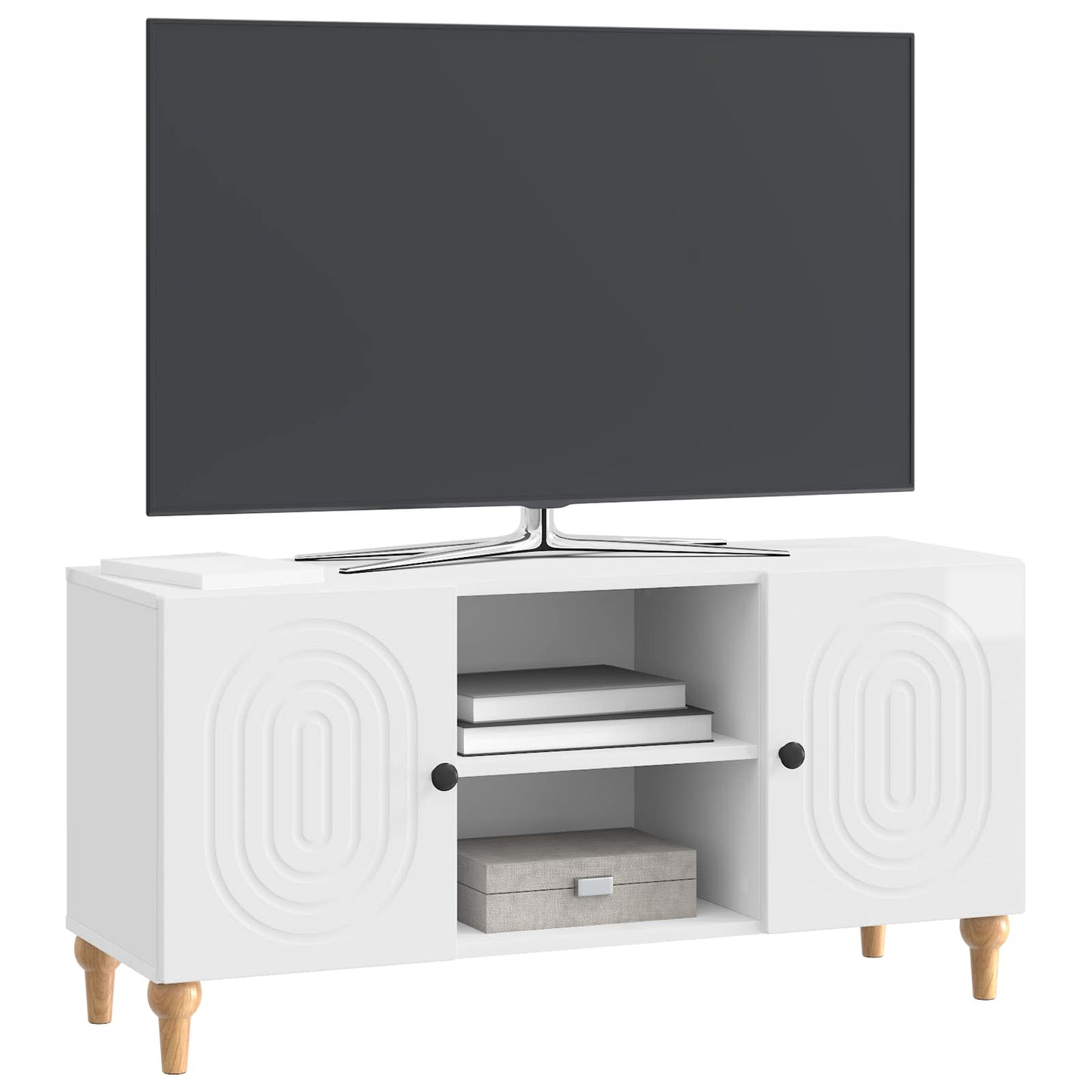 Mobile TV Bianco Lucido 102 x 34,5 x 50 cm Legno ingegnerizzato | homemem39