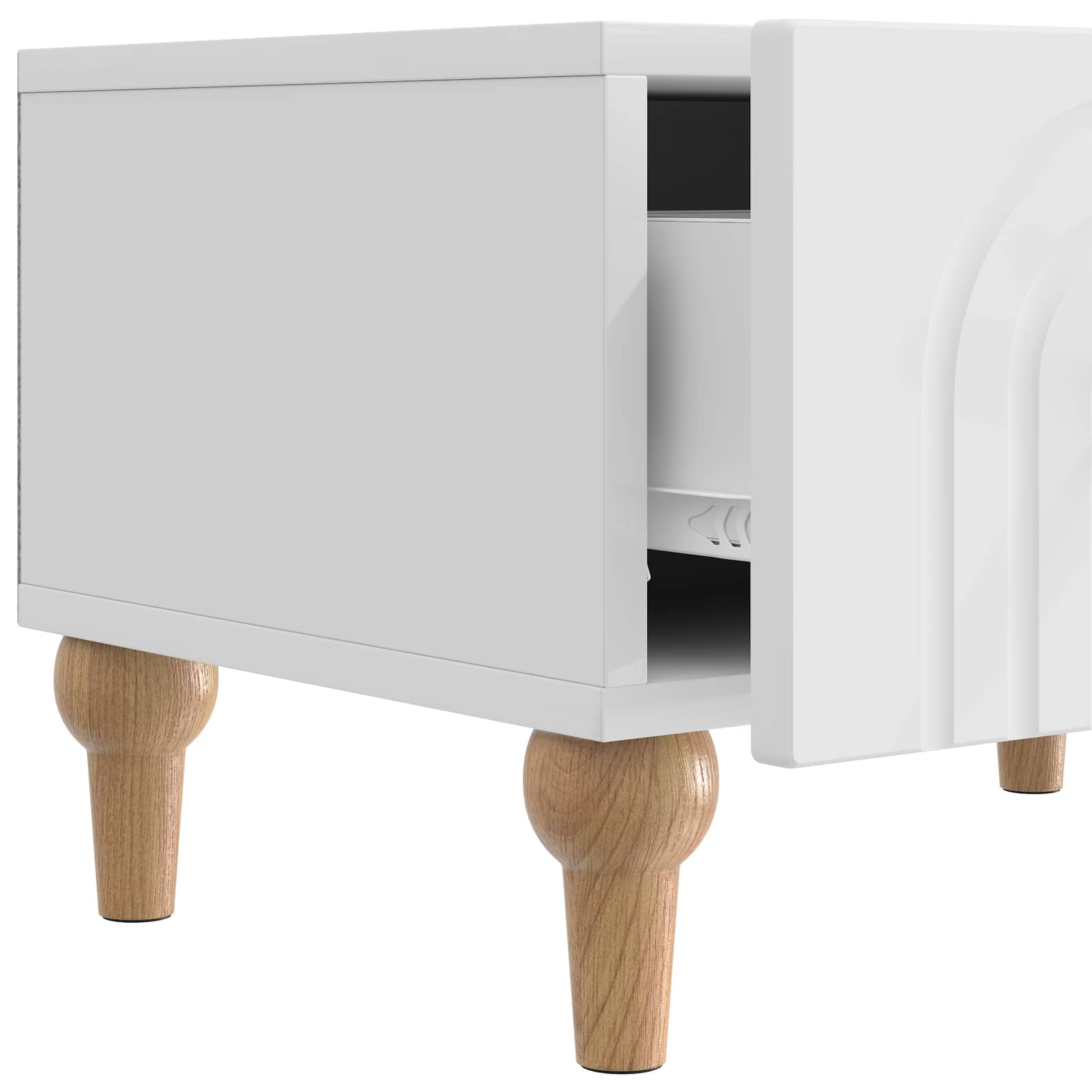 Mobile TV Bianco Lucido 147 x 34,5 x 30 cm Legno ingegnerizzato | homemem39