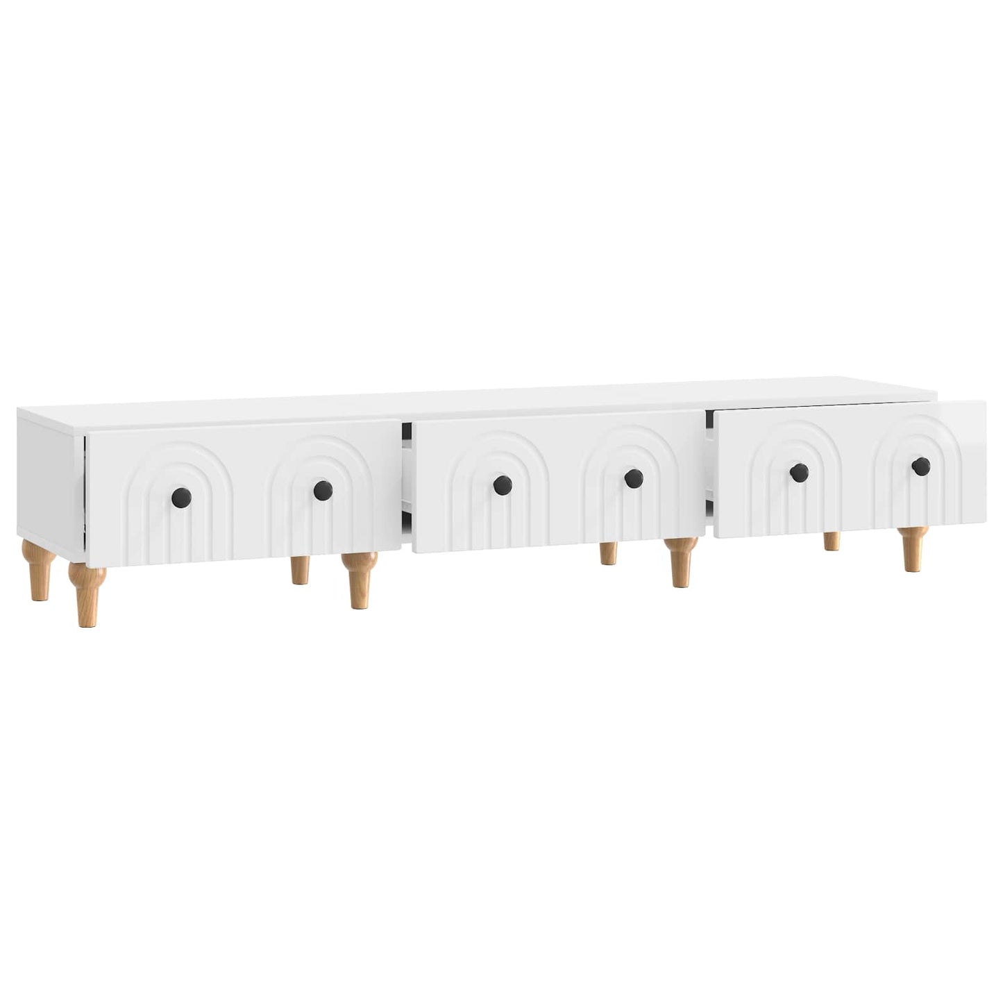 Mobile TV Bianco Lucido 147 x 34,5 x 30 cm Legno ingegnerizzato | homemem39