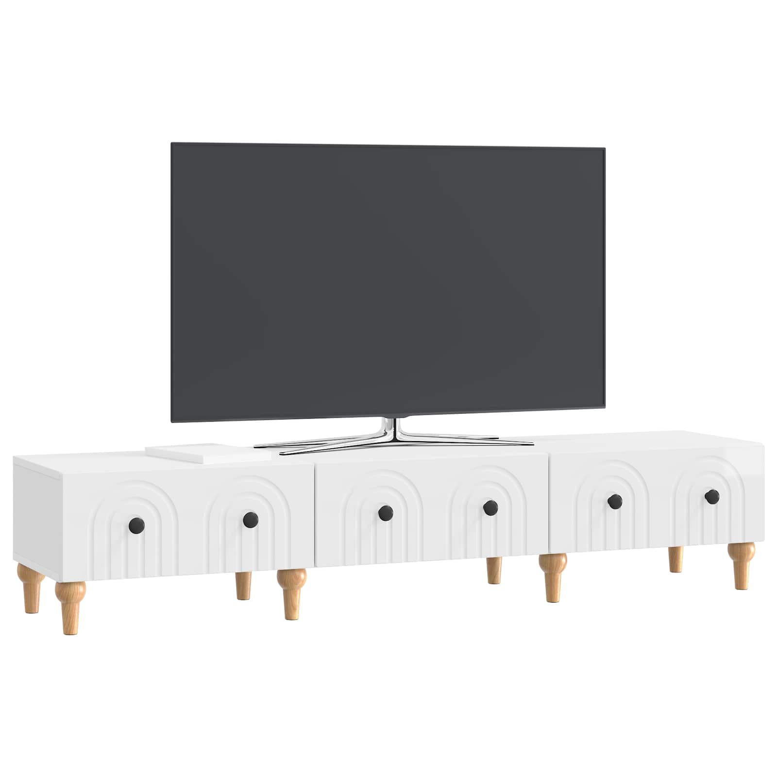 Mobile TV Bianco Lucido 147 x 34,5 x 30 cm Legno ingegnerizzato | homemem39