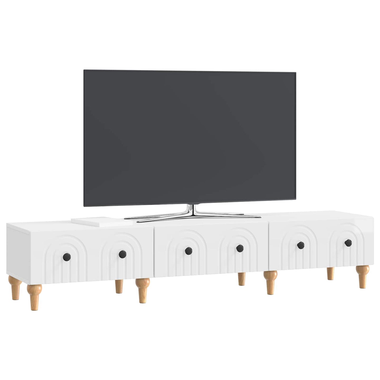 Mobile TV Bianco Lucido 147 x 34,5 x 30 cm Legno ingegnerizzato