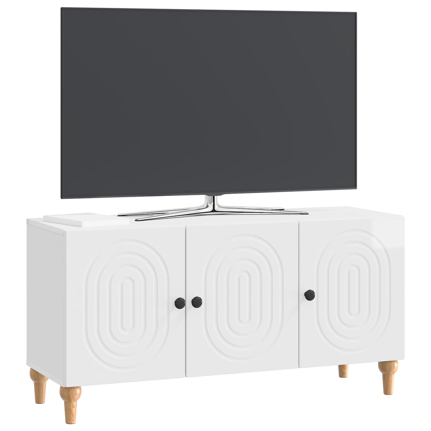 Mobile TV Bianco Lucido 99 x 34,5 x 50 cm Legno ingegnerizzato