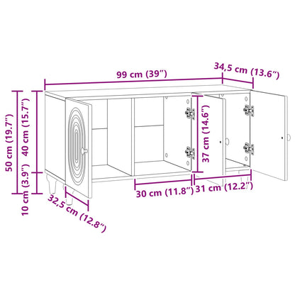 Mobile TV Rovere Fumo 99 x 34,5 x 50 cm Legno ingegnerizzato | homemem39