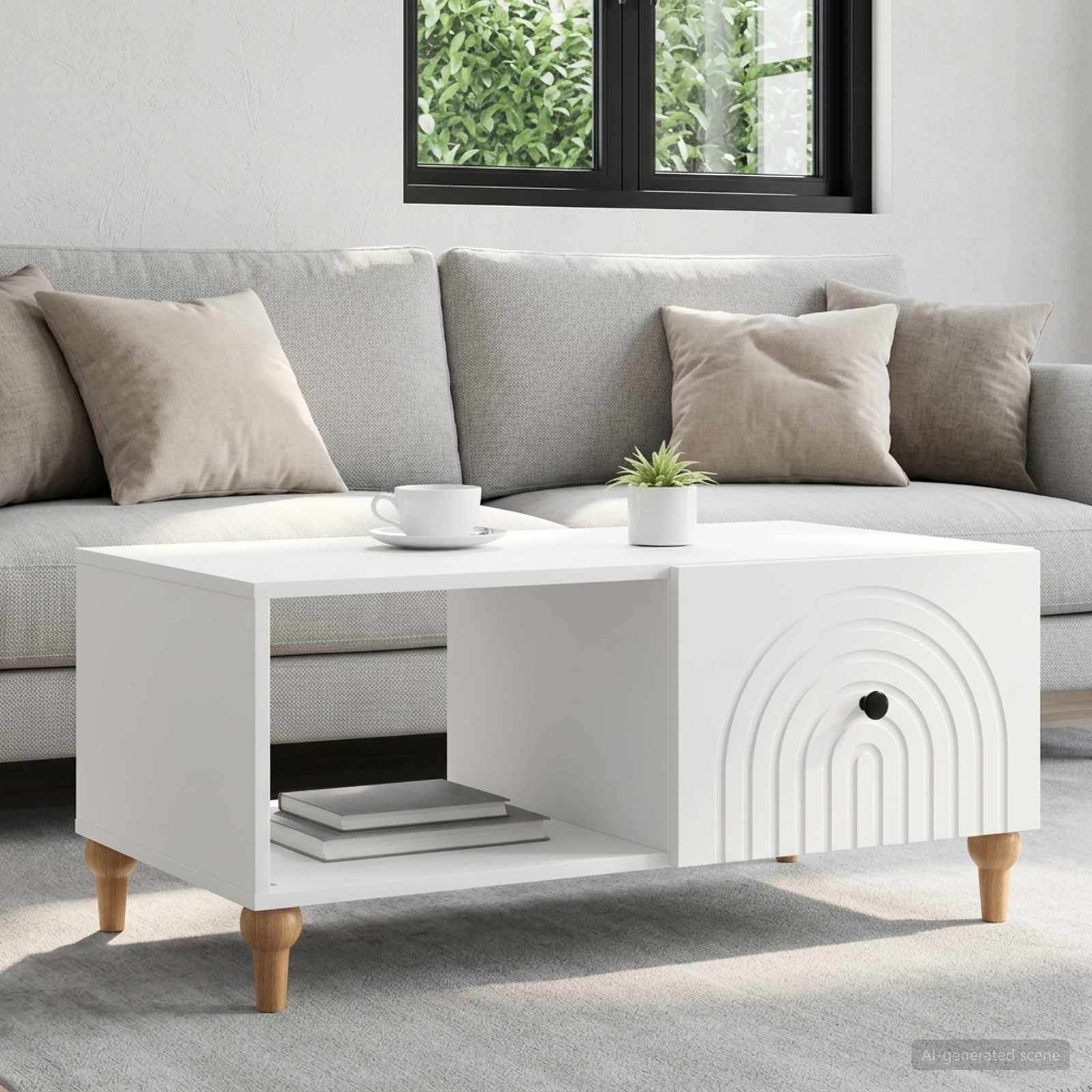 Tavolino da salotto Bianco 90 x 50 x 40 cm Legno ingegnerizzato | homemem39