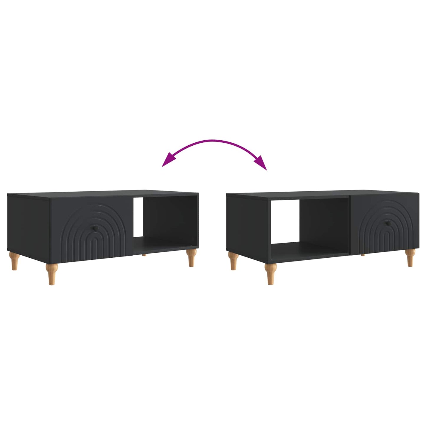 Tavolino da salotto Nero 90 x 50 x 40 cm Legno ingegnerizzato
