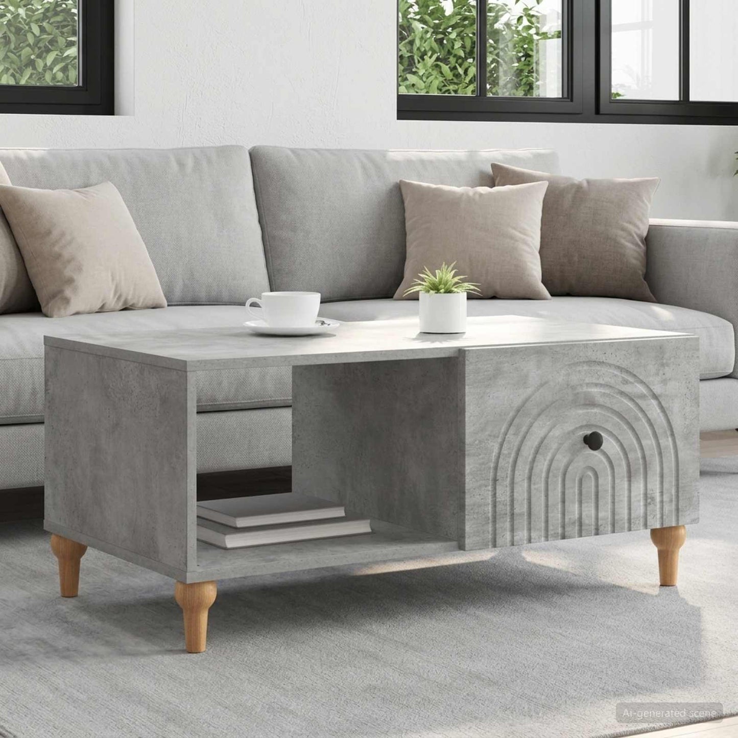 Tavolino da salotto Grigio Cemento 90 x 50 x 40 cm
