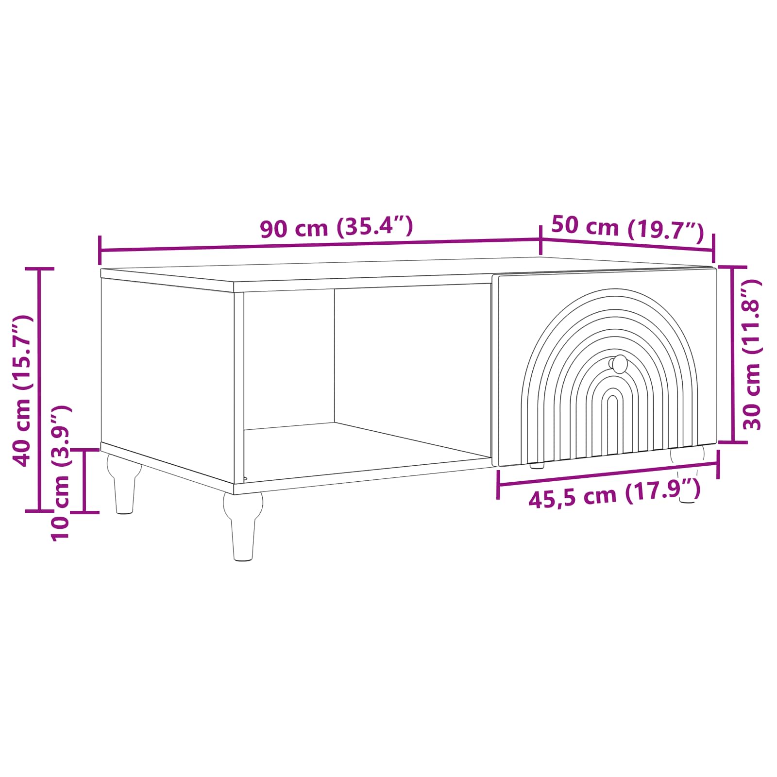 Tavolino da salotto Rovere Fumo 90 x 50 x 40 cm | homemem39