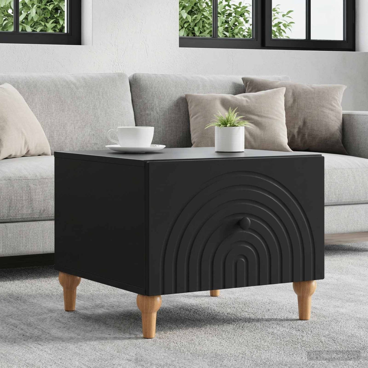 Tavolino da salotto Nero 49 x 50 x 40 cm Legno ingegnerizzato