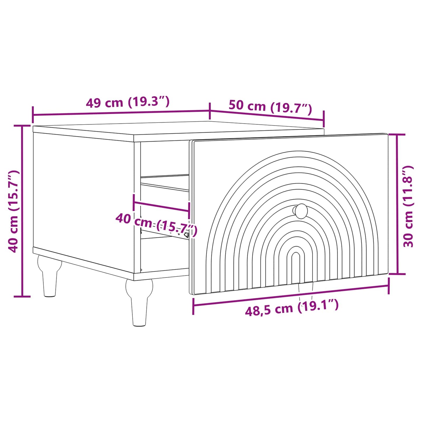 Tavolino da salotto Nero 49 x 50 x 40 cm Legno ingegnerizzato | homemem39