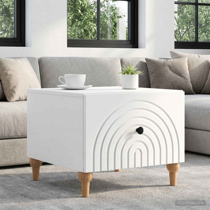 Tavolino da salotto con cassetto Bianco Lucido 49 x 50 x 40 cm