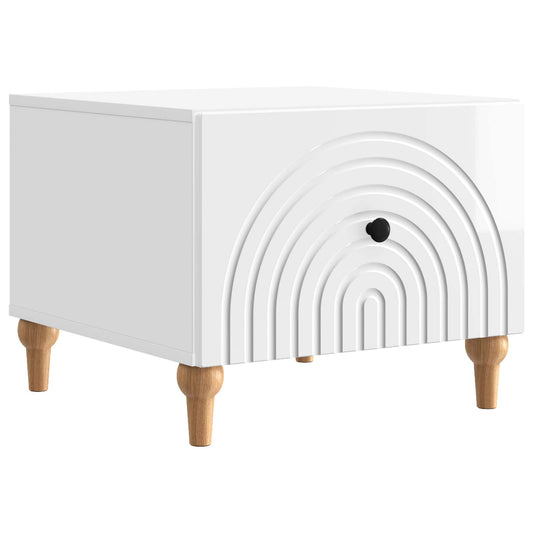 Tavolino da salotto con cassetto Bianco Lucido 49 x 50 x 40 cm