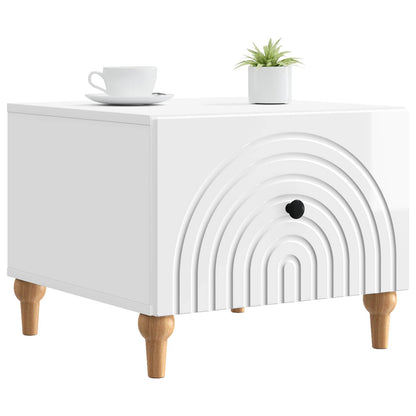 Tavolino da salotto con cassetto Bianco Lucido 49 x 50 x 40 cm