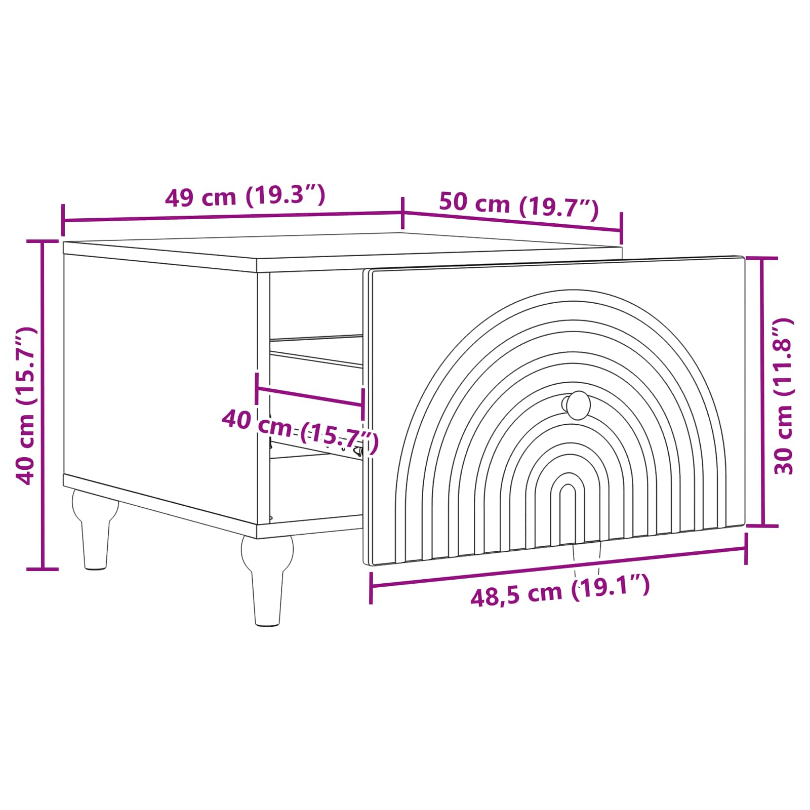 Tavolino da salotto con cassetto Rovere Fumo 49 x 50 x 40 cm | homemem39