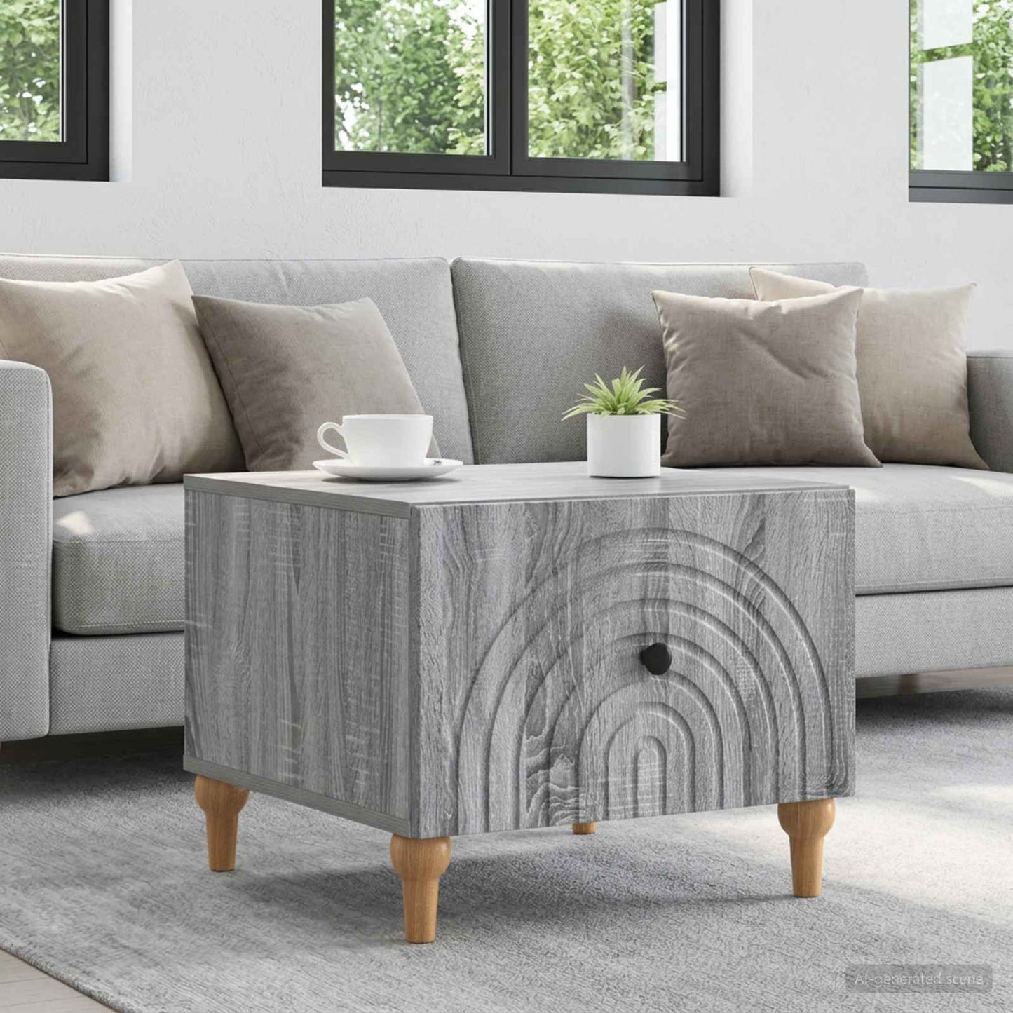 Tavolino da salotto con cassetto Grigio Sonoma 49 x 50 x 40 cm