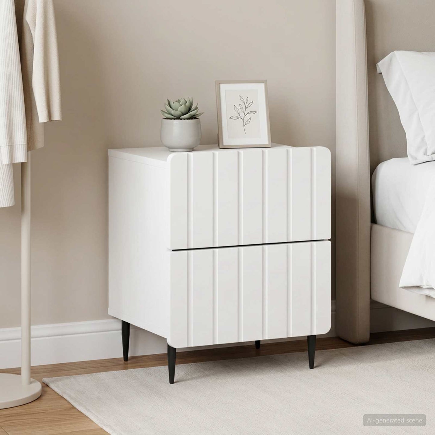 Armadio da Notte con cassetto 2 pcs Bianco 43 x 34,5 x 49,5 cm