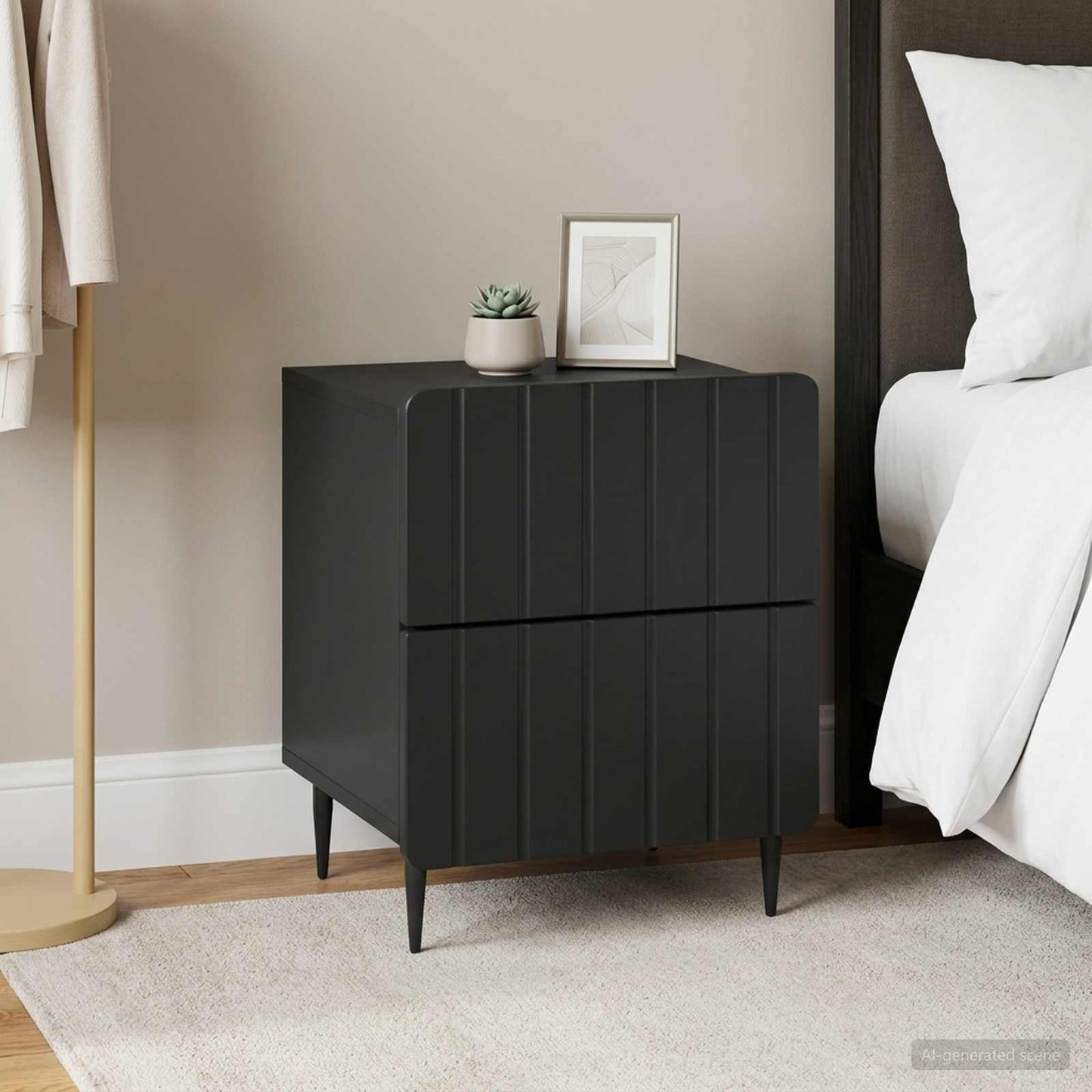 Armadio da Notte con cassetto 2 pcs Nero 43 x 34,5 x 49,5 cm