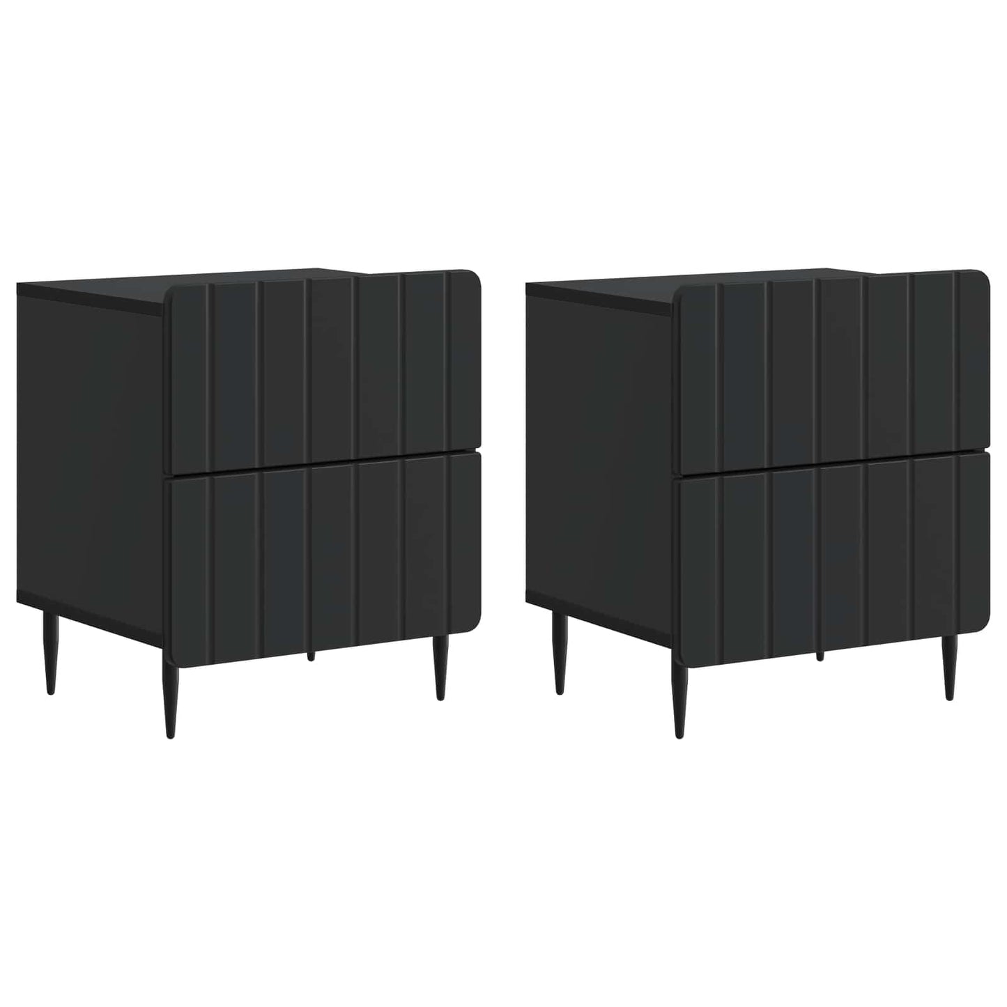 Armadio da Notte con cassetto 2 pcs Nero 43 x 34,5 x 49,5 cm | homemem39